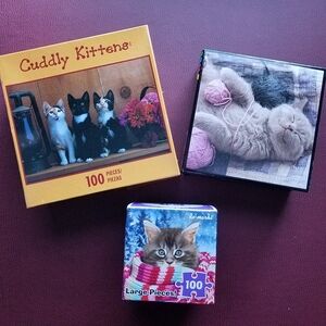 Cat Kitten Jigsaw Puzzle 100 Pieces Easy Kids Girls Pink Kitty